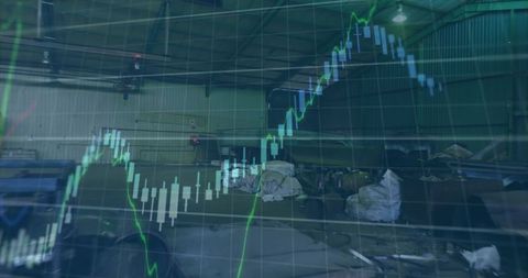 Industrial Area with Overlay of Digital Financial Graph