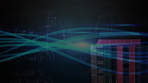 Digital Education Animation with Mathematical Equations and Light Trails