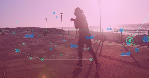 Boxer Training on Promenade with Digital Network Visualization