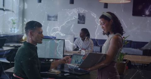 Professionals Using Technology Collaboration in Modern Office