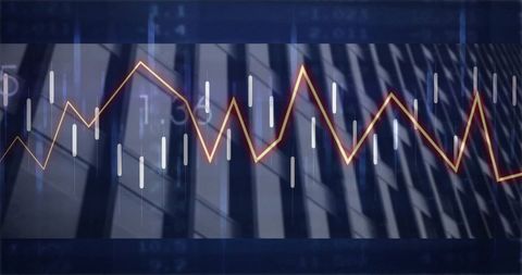 Dynamic Stock Market Analysis Display on Building Facade
