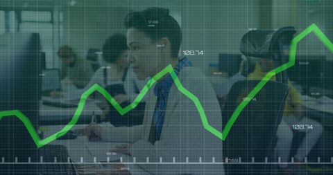 Businesswoman Analyzing Financial Data with Graph Overlay Technology - Download Free Stock Images Pikwizard.com
