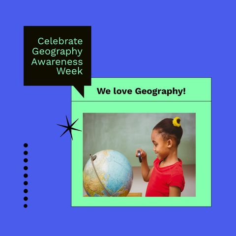 Happy African American Girl Explores Globe for Geography Awareness Week - Download Free Stock Templates Pikwizard.com