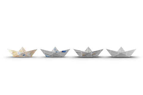 Digital Illustration of Newspaper Boats with Transparent Background