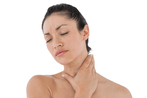 transparent woman with sore throat holding neck closeup - Download Free Stock Videos Pikwizard.com