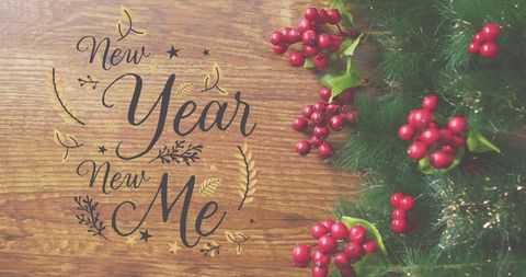 Festive New Year New Me Quote with Holiday Decorations - Download Free Stock Images Pikwizard.com