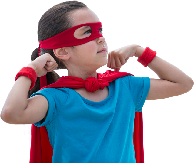 Confident Girl Wearing Superhero Mask and Cape on Transparent Background - Download Free Stock Videos Pikwizard.com