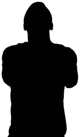 Silhouette of person looking up on transparent background