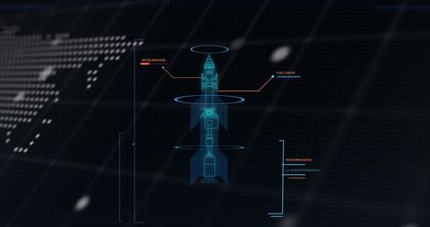 Digital Interface with Spacecraft Diagram Over Black Background - Download Free Stock Images Pikwizard.com