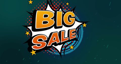 Bright Comic Style Big Sale Banner on Digital Background