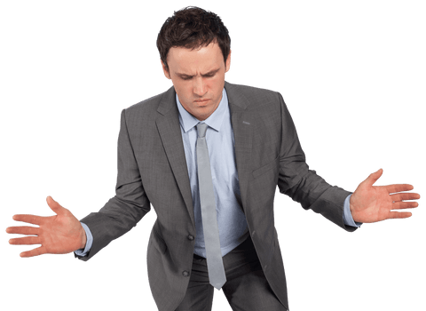 Transparent Businessman Maintaining Open Pose in Gesture