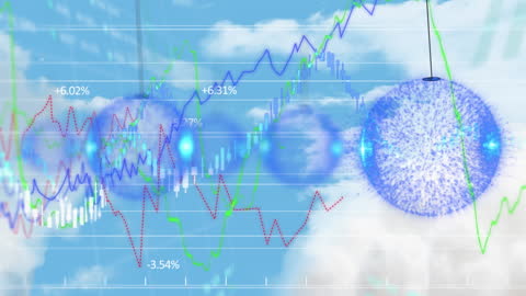 Vibrant data visualization with graphs mixed with holiday elements on a skyscape, capturing a blend of analytical insight and festive spirit. Ideal for business presentations, financial reports, or holiday-themed corporate contents where analytics and engagement intersect.