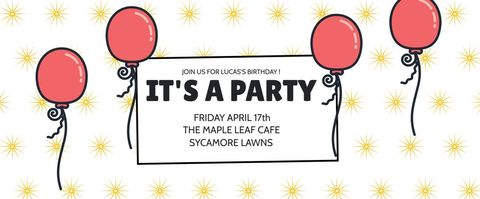 Vibrant Balloon and Firework Birthday Invitation Template - Download Free Stock Templates Pikwizard.com