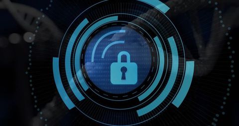 Protecting Data with Digital Padlock HUD, Encryption Rings and Binary Code
