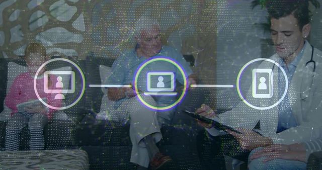 Senior Patient Engaging with Digital Health Technology in Clinic