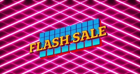 Retro Neon Flash Sale Banner Illustration