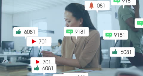 Business Professional Checking Smartphone with Social Media Notifications