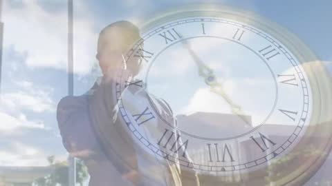 Dual Concept of Businessman with Clock Overlay Visualizes Time Management
