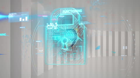 Futuristic Digital Security Interface with Cybersecurity Elements