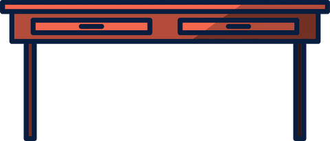 Wooden desk with drawers icon on transparent background