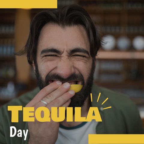 young man eating lemon at bar celebrating tequila day - Download Free Stock Templates Pikwizard.com