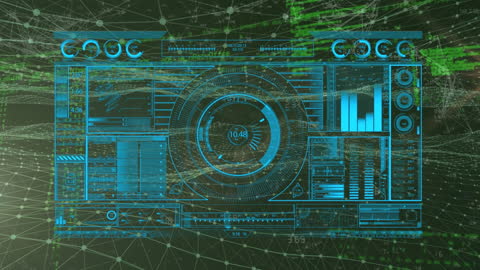 Futuristic Data Interface with Network Connections in Digital Space