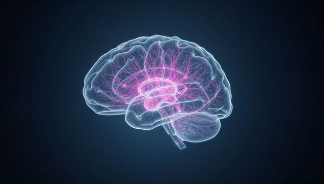 3d digital brain with glowing neural pathways