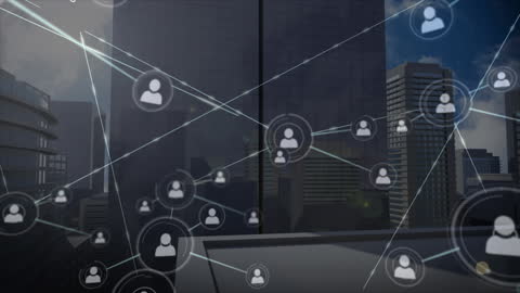 Digital Network Connections Over Cityscape Urban Innovation