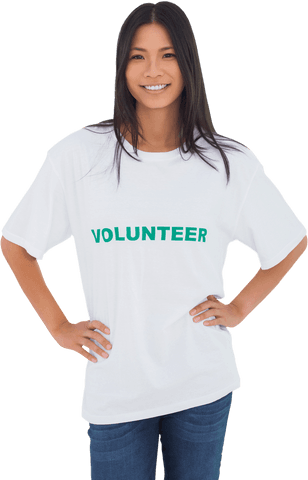 transparent cheerful woman wearing volunteer t-shirt - Download Free Stock Videos Pikwizard.com