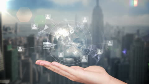 Global Data Networking over City Skyline with Holographic Elements