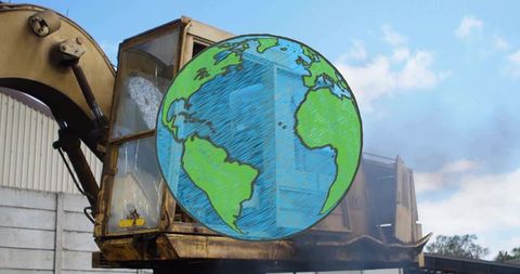 Industrial Excavator with Globe for Environmental Awareness