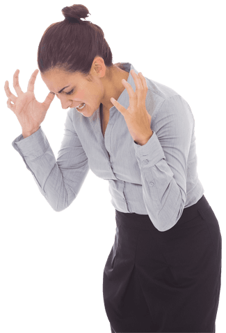 Frustrated Businesswoman Expressing Annoyance on Transparent Background