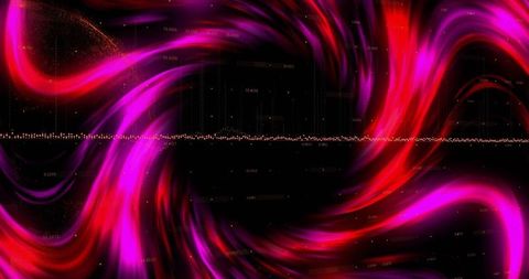 Futuristic neon waveforms with data points in digital space
