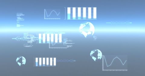 Digital Data Processing with Globes on Glowing Blue Background - Download Free Stock Images Pikwizard.com
