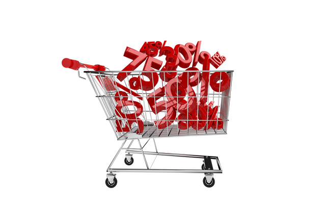 Shopping Trolley Filled with Discount Percentages on Transparent Background - Download Free Stock Videos Pikwizard.com