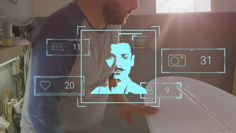 Caucasian Craftsman Merging Traditional Tools with Digital Engagement