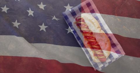 Fusion of American Flag and Classic Hot Dog Symbolizing Patriotism - Download Free Stock Images Pikwizard.com