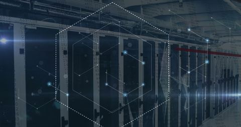 Futuristic data networks and processing visualization
