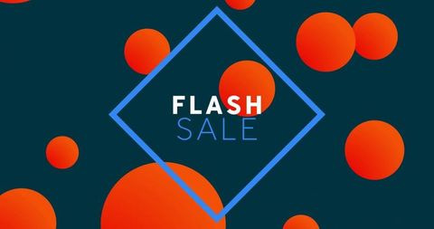 Digital flash sale advertisement over abstract red circles