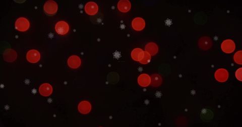 Festive Christmas Red Bokeh with Falling Snowflakes