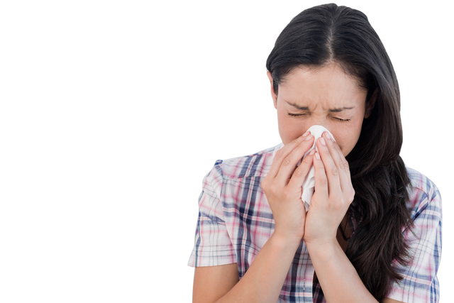 Caucasian Woman Sneezing with Tissue Isolated on Transparent Background - Download Free Stock Videos Pikwizard.com