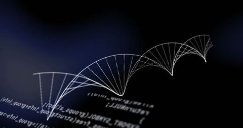 spinning dna strand over scientific interface on black background - Download Free Stock Images Pikwizard.com