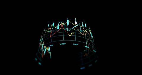 Digital Glass Globe with Financial Data Hologram Visualization