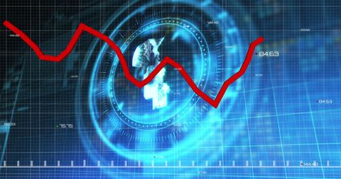 Financial Data Analysis with Digital Pound Projection - Download Free Stock Images Pikwizard.com