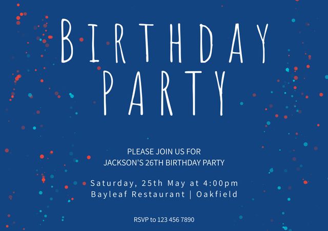 Perfect for personalizing birthday celebrations, shared digitally or printed, great for creating vibrant and fun RSVP invites