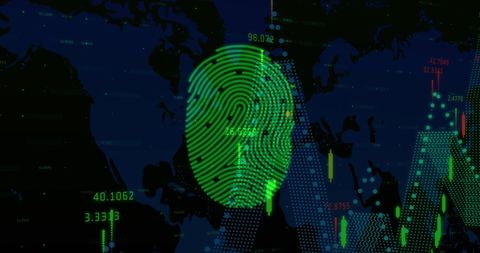 Fingerprint and Global Data Illustration on Digital Interface - Download Free Stock Images Pikwizard.com