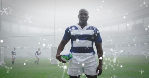 Rugby Player in Foggy Stadium with Chemical Graphics - Download Free Stock Images Pikwizard.com