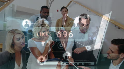 Business Team Analyzing Social Media Connections and Collaborations
