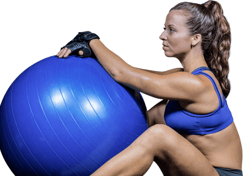 Active Woman with Blue Exercise Ball on Transparent Background - Download Free Stock Videos Pikwizard.com