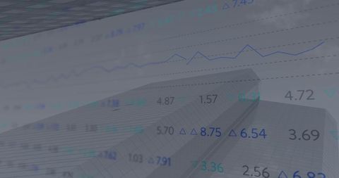 Financial data overlay on urban cityscape visualization